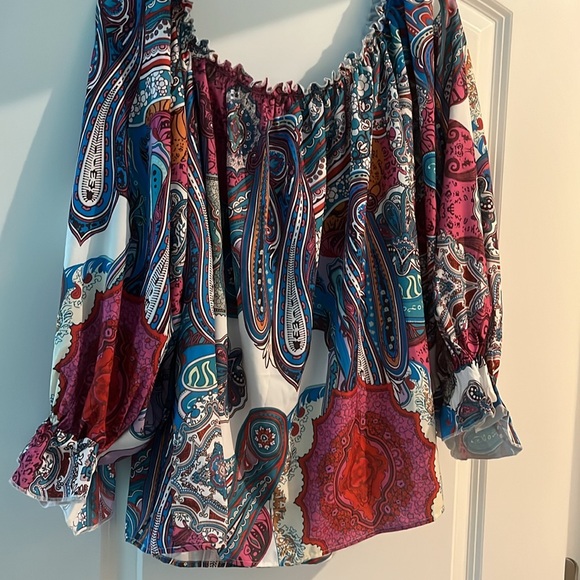 🌺🌻Chicme Boho top! Pretty purple , teal and orange colors🌻🍂 - Picture 2 of 3